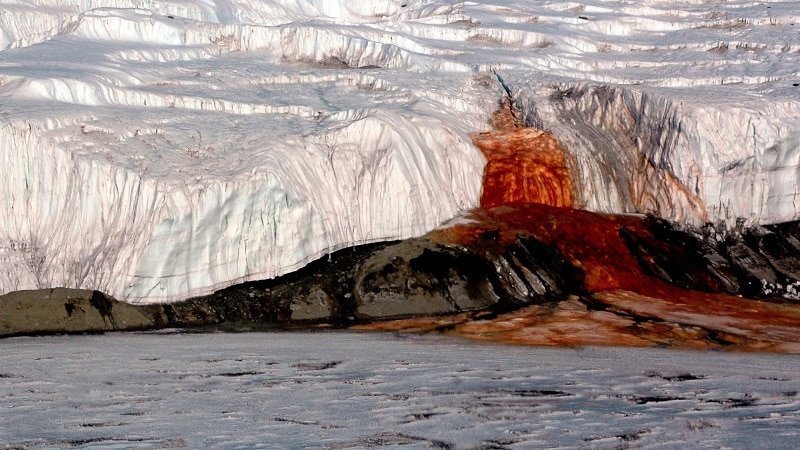 Antarctica Waterfall Looks Like Blood