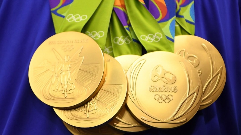 Olympic gold medals metal construction