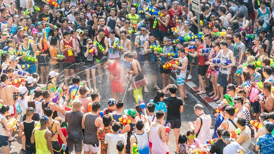 Thailand hosts the largest and most active water fight in the world