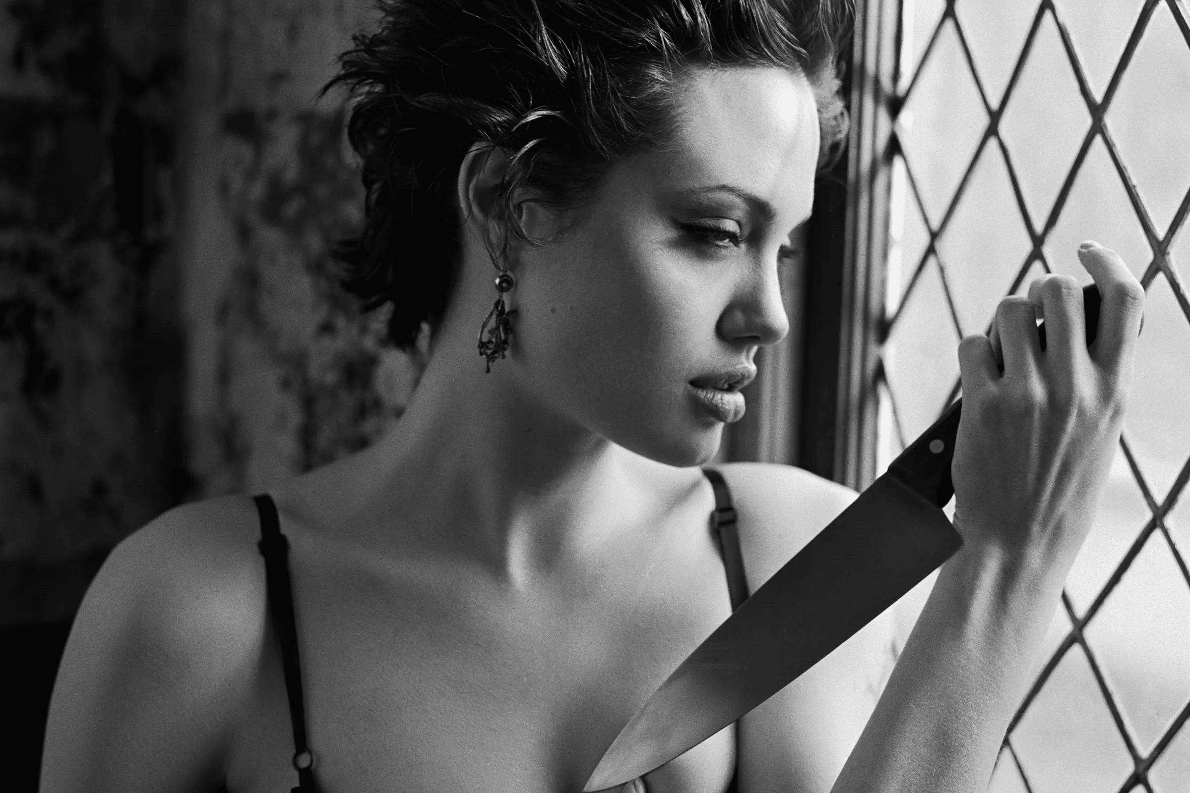 Actress Angelina Jolie has a collection of knives